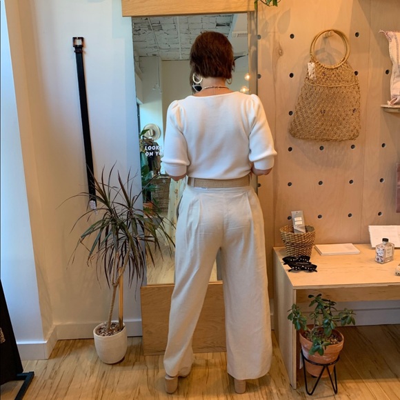 • house of sunny high waisted grommeted contrast thread pleated trousers • - Picture 10 of 16